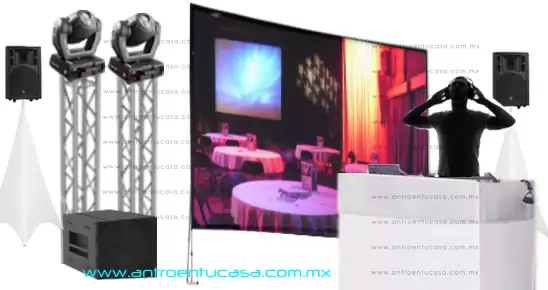 fiesta con video audio e iluminación
